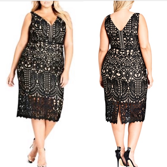 City Chic Dresses & Skirts - NWT City Chic Midi Sheath Dress Duo V-Neck M #559